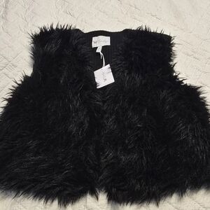 NWT Jessica Simpson Faux Fur Vest Black Size Large